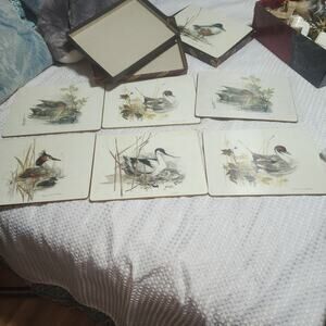 LADY CLARE EUC SET OF 6 GAME BIRDS HARD  TABLE PLACEMATS